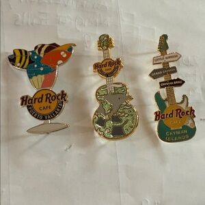 Hard Rock Cafe Bird and Guitar Pins - Multicolor